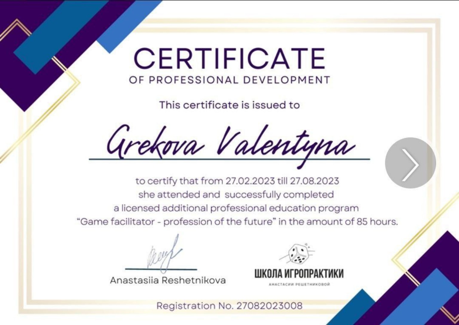 Game Facilitator / Игропрактик — Школа игропрактики (2023)